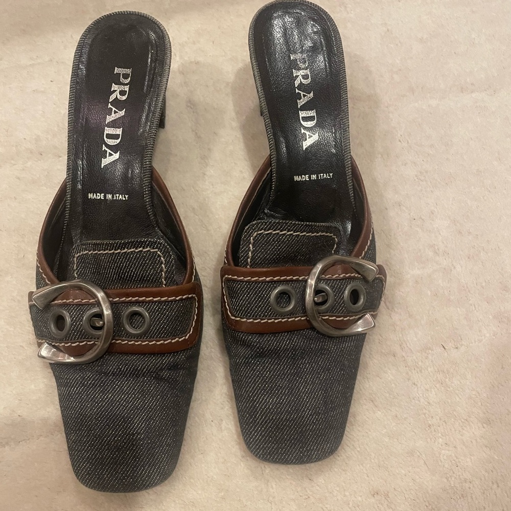 Prada denim mules